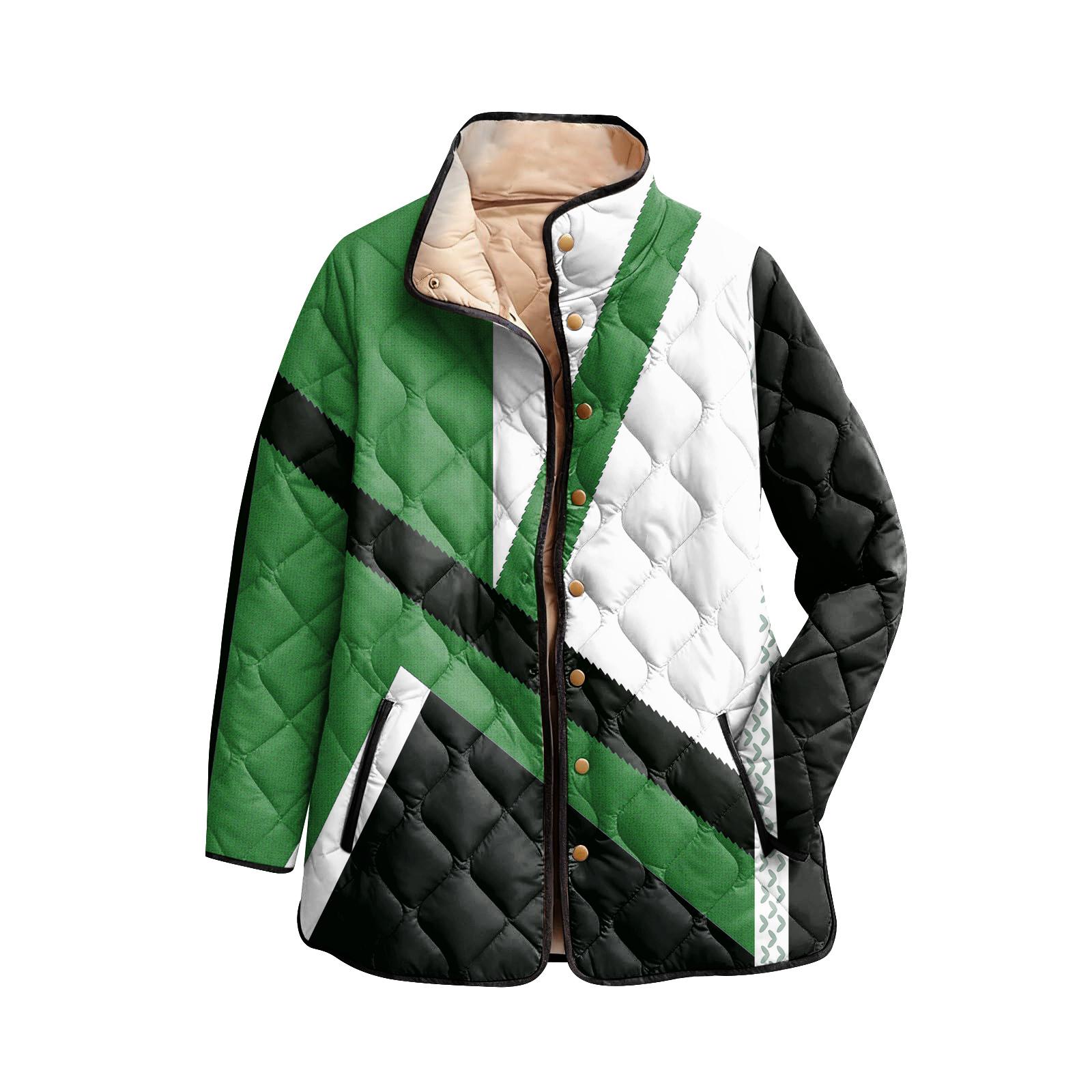 

Women s Floral Print Stand Up Collar Pleated Cotton Long Sleeved Button Cotton Jacket M