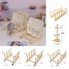 Wooden Dish Rack With Drip Tray For Kitchen Storage And Organization