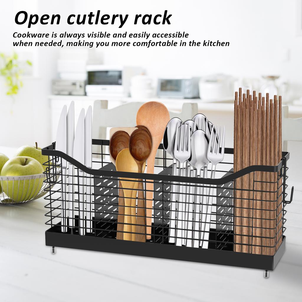 Cutlery Holder Flatware Organizer Kitchen Spoon Fork Utensil Storage Basket Metal Large Capacity Home Cooking Accessory