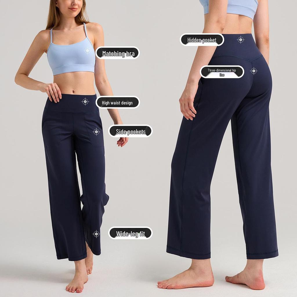 Lulu Women's High-Waisted Wide-Leg Yoga Pants with Brushed Finish and Hidden Pocket