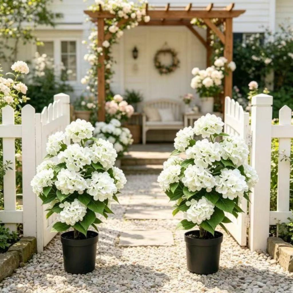 Artificial Hydrangea Tree Indoor Faux Potted Dense for Entryway