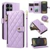 For Samsung Galaxy S25 Ultra Wallet Case with Straps,Rhombus Leather Stand Phone Cover
