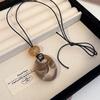 Vintage Colorful Dyeing Resin Necklaces for Women Fashion Simple Oval Pendant Sweater Chain Necklaces Winter Jewelry