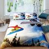 Bettwäsche-Set Ski Sport Vollgröße Wintersport Skifahren Bettwäsche-Sets Schneebedeckte Berglandschaft Deckenbezug für Jungen Mädchen963