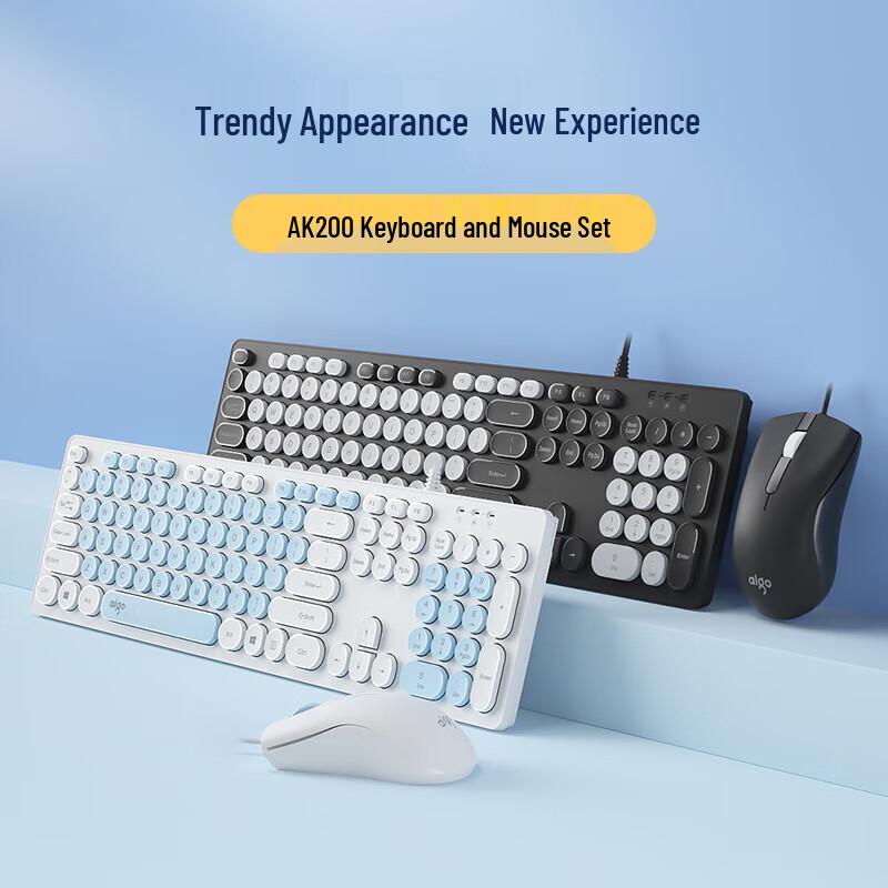 Aigo AK200 Wired Retro Keyboard and Mouse Combo