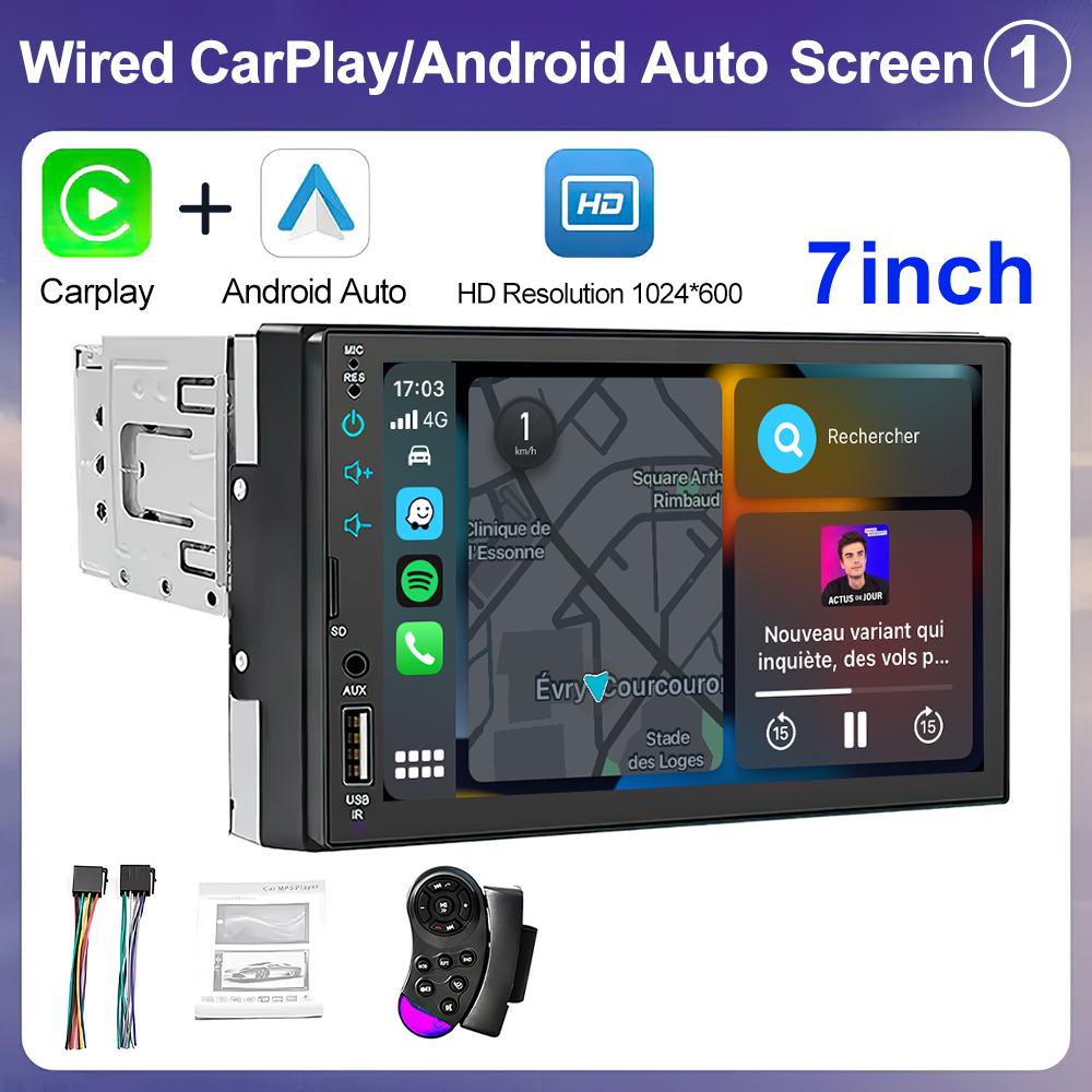 CAIXI 1 Din Car Radio Carplay Android Auto GPS Car Audio 1DIN HD 7‘’ IPS Automotive Multimedia Player Universal Autoradio Carplay-717-0
