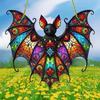 Halloween Colorful Bat Hanging Decoration Stained Glass 2D Flat Acrylic