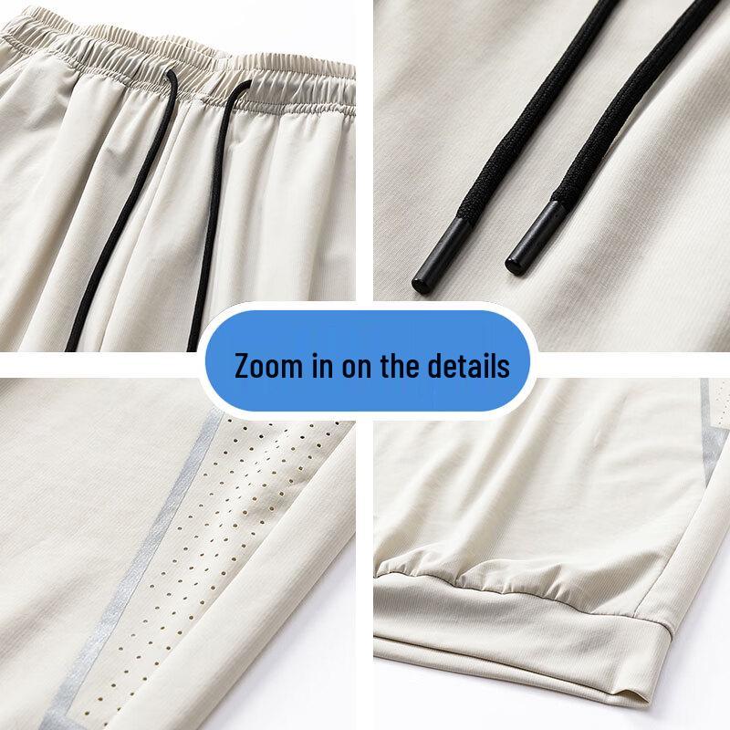 ROMON Men's Ice Silk Cropped Casual Pants