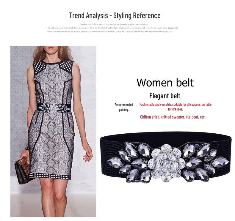 Women's Elastic Waistband Corset with Decorative Glass Drill