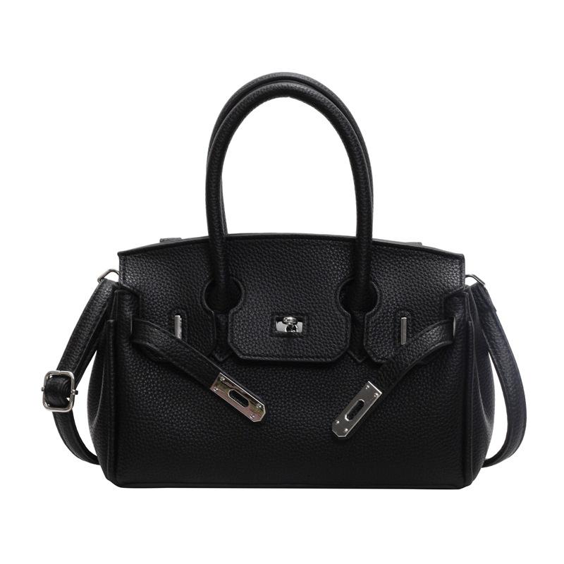 New fashionable lychee pattern lock platinum bag classic portable shoulder women's bag