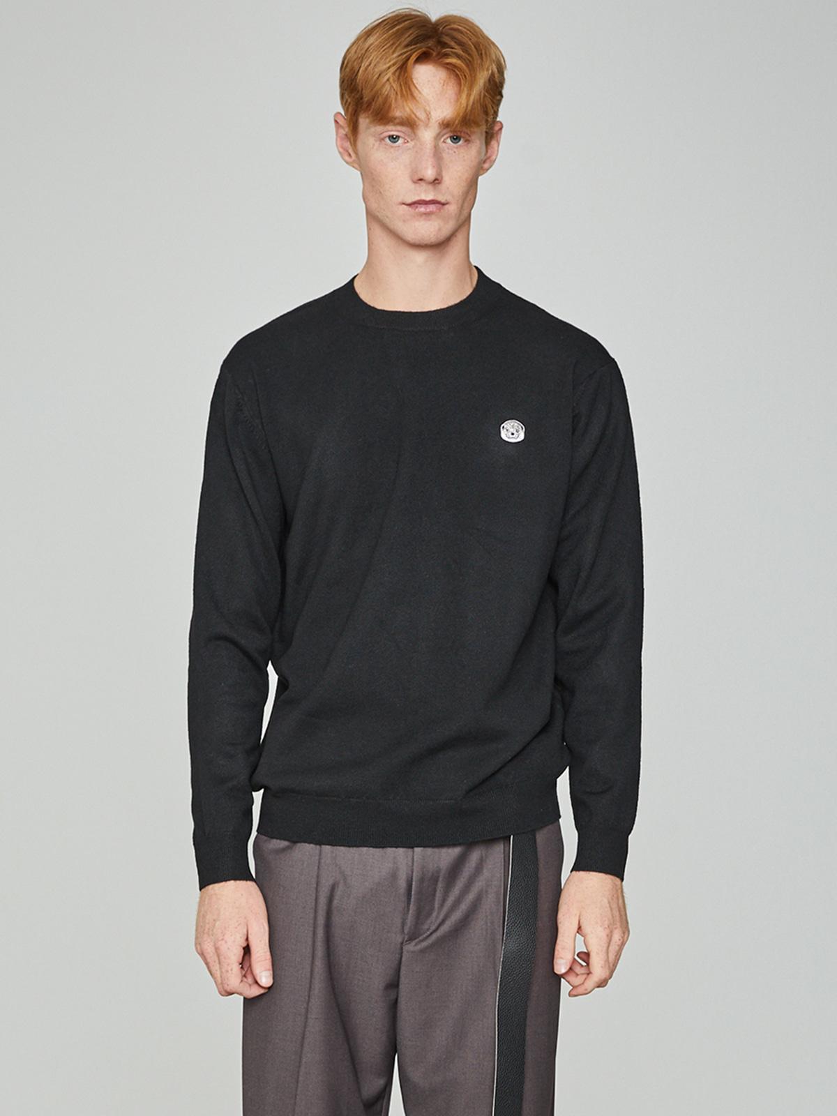 Lazy Lake Lazy Lake Embroidered Crew Neck Knit Black Black/L