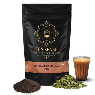 TEA SENSE Kardamom Masala Chai | 200 g | Aromatische Starke Mischung | Assam CTC, Echter Kardamom, Elaichi | Chaipatti, Teepulver