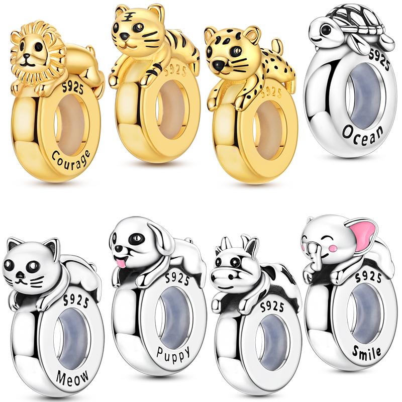 Original 925 Sterling Silver Bead Charm Cute Animal Series Silicone Clip Bead Fit Original Bracelet For Women DIY Jewelry Gift