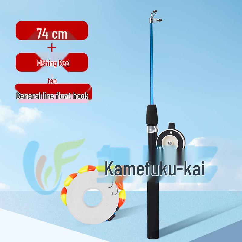 Kids' Retractable Mini Fishing Rod with Reel – Glass Fiber Ice Rod for Crabs & Lobsters