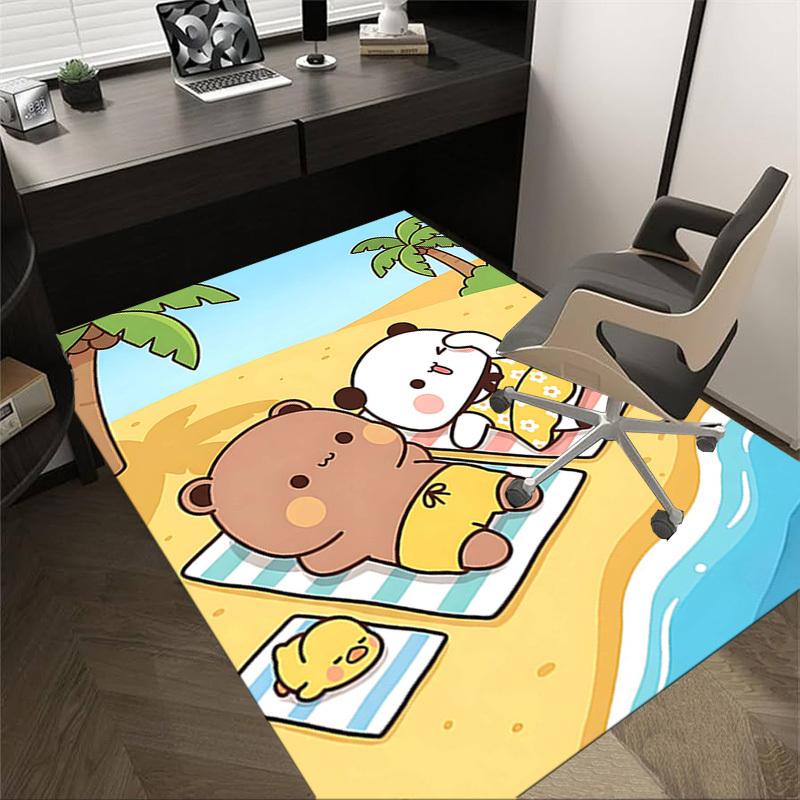 

1PC beach panda Anti-slip carpet, suitable for Office, bedroomand playrooms. It can also be used as a sofa footrest cover-W107 60cm by 90cm
