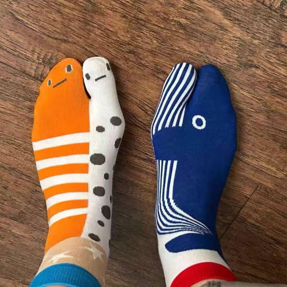 Deep-sea Animals Two Toe Socks Whale Toe Mid Calf Sock Cute Funny Fish Tube Socks Gift