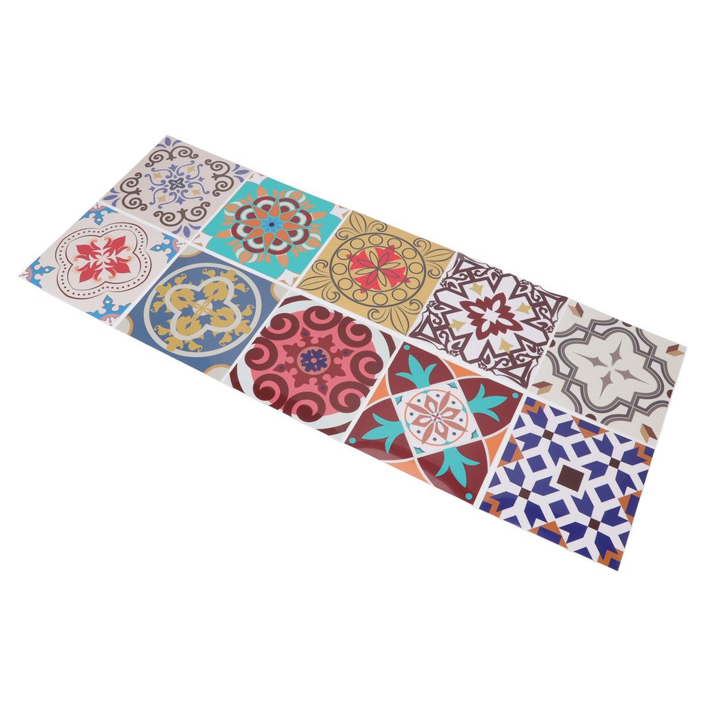10Pcs Tile Sticker 5.9x5.9in Waterproof Anti Oil Moroccan Style Thick PVC Peel and Stick Tile for