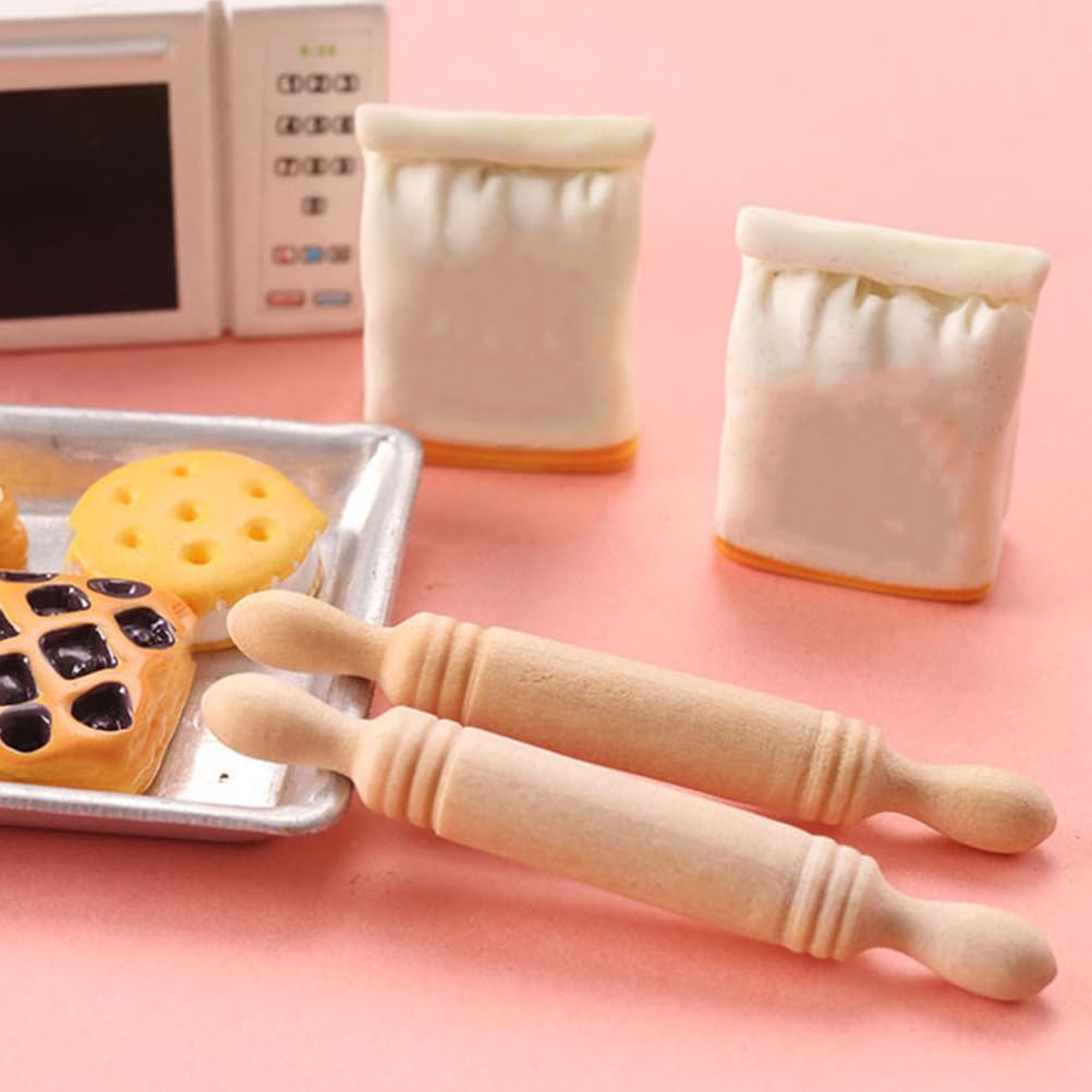 FUN 72pcs Mini Rolling P for Crafts Small Wooden Rolling P for Kids Wood Dough Roller Models for Baking Dollhouse Kichen Accessories - 1.96 Inch