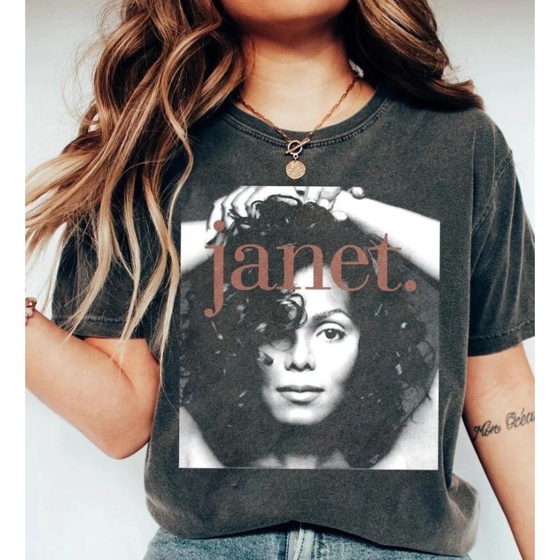 Janet Jackson Retro Shirt 90s Retro Style Womens Tshirt Summer New Retro Unisex Casual Fashion Cotton Tshirt