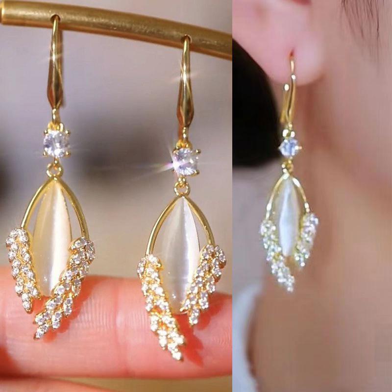 1Pair  Exquisite Shiny Wheat Ear Leaf Earrings For Women Girls Elegant Light Luxury Earrings Jewelry Accessories Gifts
