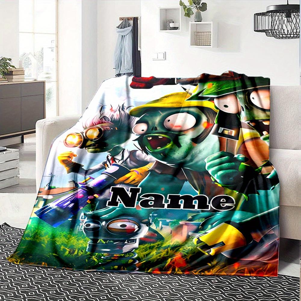 Plants Vs Zombies Customizable Name Blanket Comfortable All Seasons Suitable For Sofas Beds Travel Camping Office Decoration Perfect Gift For Holidays