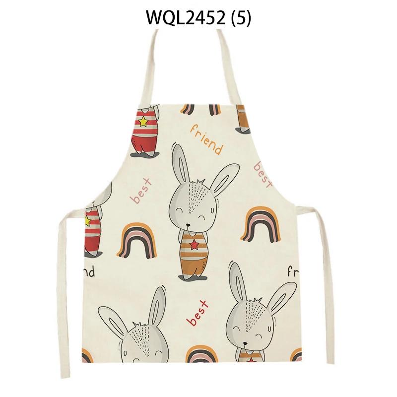 Animal Snail Rabbit Printing Apron Adult Kids Sleeveless Kitchen Apron Linen Cooking Baking Accessories Apron Cleaning Tool
