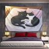 "Cozy Cats Cuddling On a Pink Blanket" Pattern Wall Hanging Tapestry Decorative Tapestry Home Decor for Bedroom and Living Room