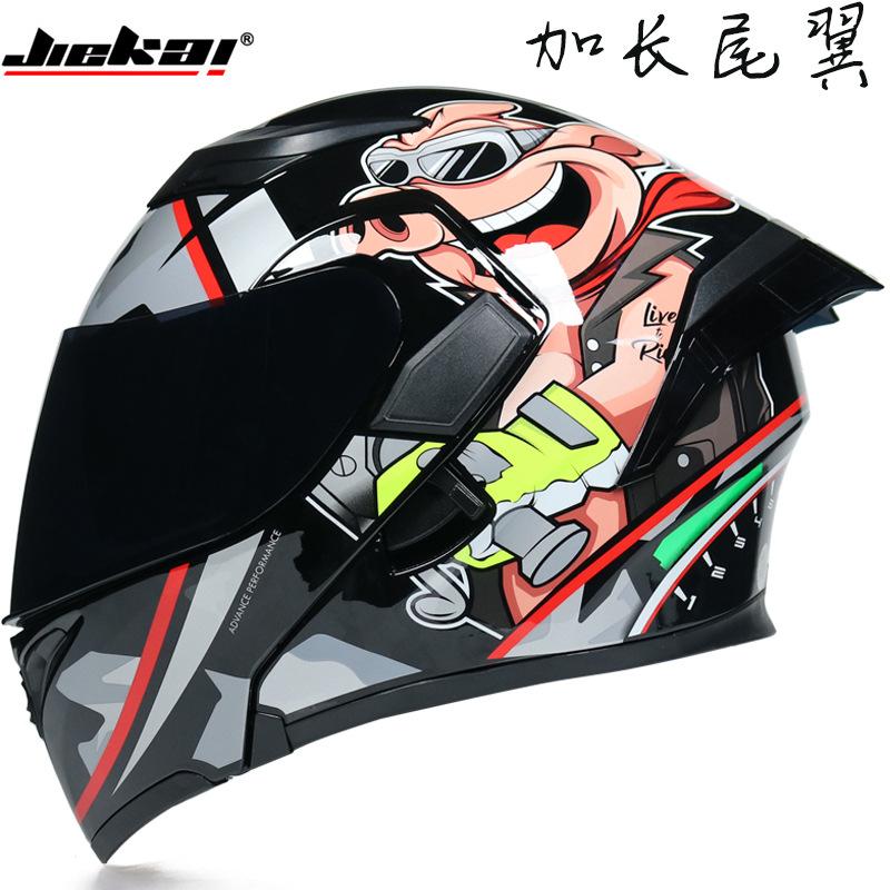 JIEKAI Motorcycle Helmet With Men's And Women's Dual Lenses Uncover Helmet / Electric Vehicle Semi Full Cover Locomotive