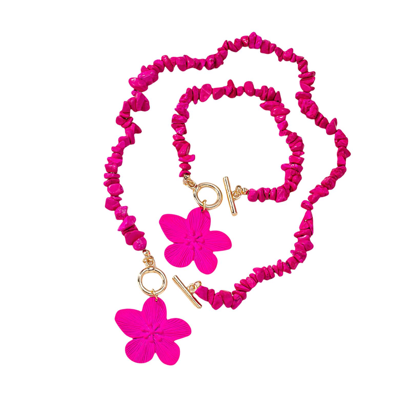 

Fashionable Women s Necklace and Bracelet Set Delicate Floral Pendant Jewelry Handmade Flower Charm Accessories 1