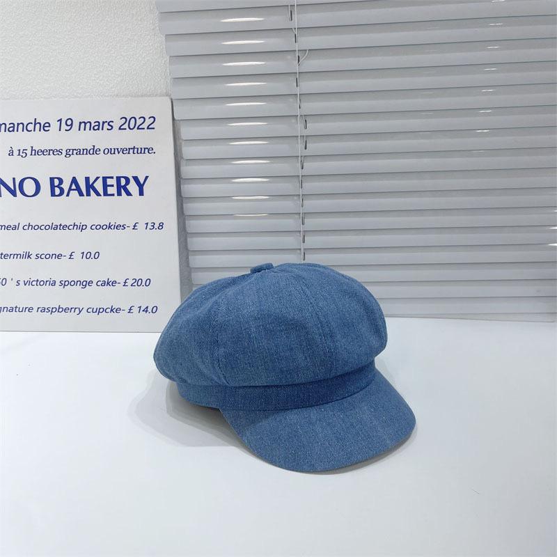 Vintage Beret Octagonal Caps Women Hats Solid Color Denim Cloth Casual Female Newsboy Cap Good Quality Painter Cap New