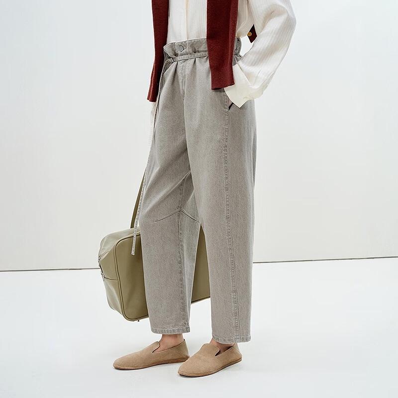 

LESS 2025 Spring Casual Cotton-Blend Curved Fit Ankle-Length Denim Jeans XS