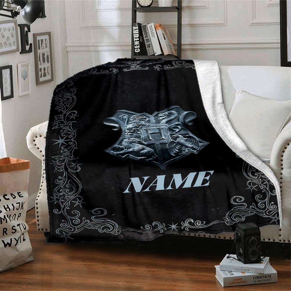 Custom Name Elegant Gothic Crest blanket for Couch & Bed, Plush Cozy Fuzzy Blanket Super Soft & Warm Blankets for Fall and Winter. 090874