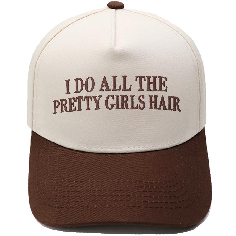 PRETTY GIRLS HAIR Fun Embroidery Color Matching Truck Driver Hat Men's and Women's Casual Sun Hat