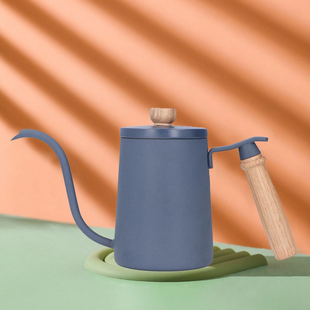 Coffee Pour Over Kettle 600ml Gooseneck Vent Hole Wooden Handle Food Grade Stainless Steel Ergonomic Gooseneck Kettle