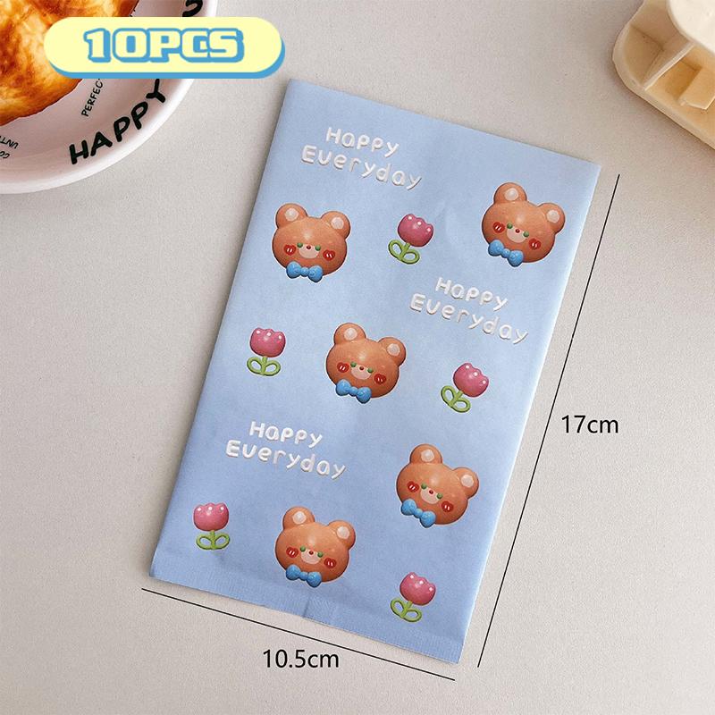 10Pcs Cute Cartoon Design Gift Paper Bag Kawaii Color Girl Paper Bag Snack Bag