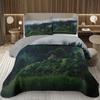 Přehoz na postel Queen/Twin s lesním motivem, Sada prošívané přikrývky s přírodní scenérií, Měkká lehká botanická přehoz na postel se stromem, Rustikální selská ložní souprava