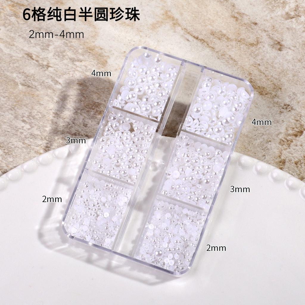 Ins Japanese Flat-Bottom Manicure, Pure White Beige Pearl, Semi-Round, Full-Round Highlight, No Peeling, No Fading, Nail Accessories