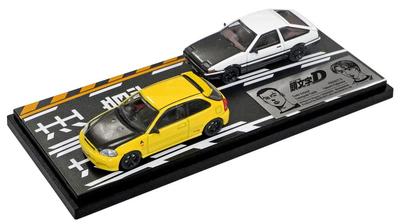 INTERALLIED Initial D Set Tomoyuki Toudou Shokai Civic Takumi Fujiwara Trueno Completed MODELER'S 1/64 Vol.12, Tate, (EK9) & (AE86)