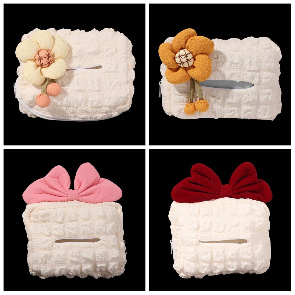 Bow Car Hanging Napkin Holder Hanging Type Paper Organizer Storage Bag  Car Interior Accessories