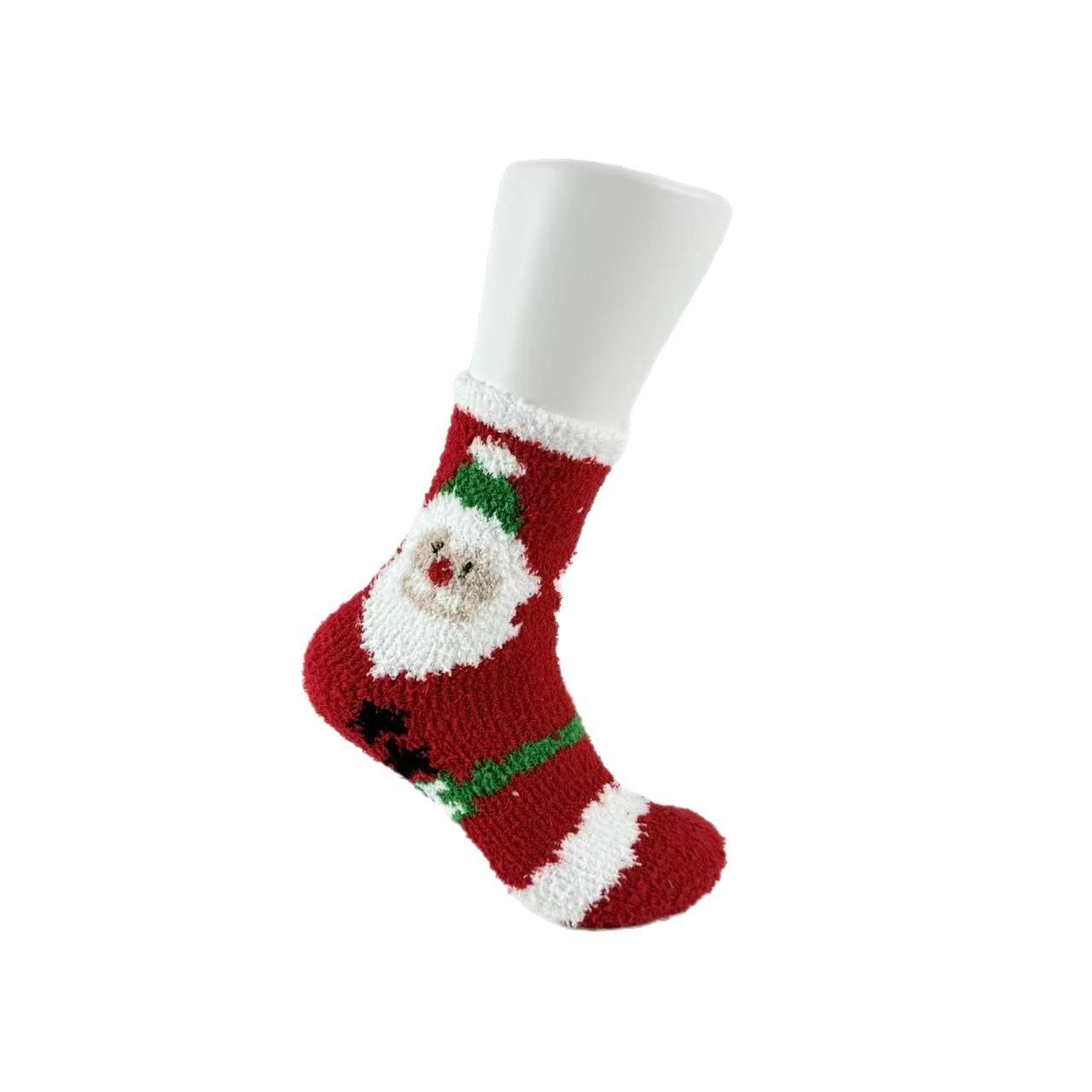 

Winter Cartoon Parent-Child Coral Fleece Christmas Stockings - Warm Mid-Calf Floor Socks
