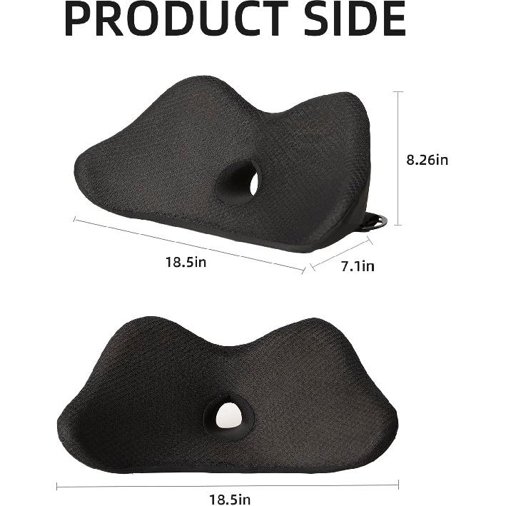 Lumbar Support Pillow for Car, 2 In 1 Memory Foam Lower Back Support Cushion, Fill Bucket Seat and Sciatica Pain Relief Pillow, Back Support Pillow