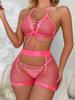 New Sex Underwear, Sexy Net Hole Garter Sex Underwear Multi-piece Set
