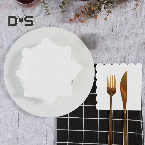 100 Ark 25CM Vågig Cocktailservett 2 Lager Tjock Fyrkantig Engångs Babyshower Bröllop Födelsedagsfest Dessert Dryck Middag Pappersservett