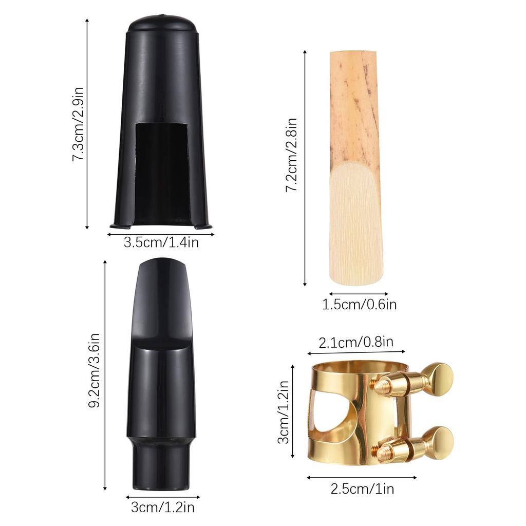 Xtahdge Alto Saxophone Mouthpiece Kit: Alto Saxophone Mouthpiece with Ligature and Reed, Replacement Plastic Cap for Saxophone Instrument, Alto