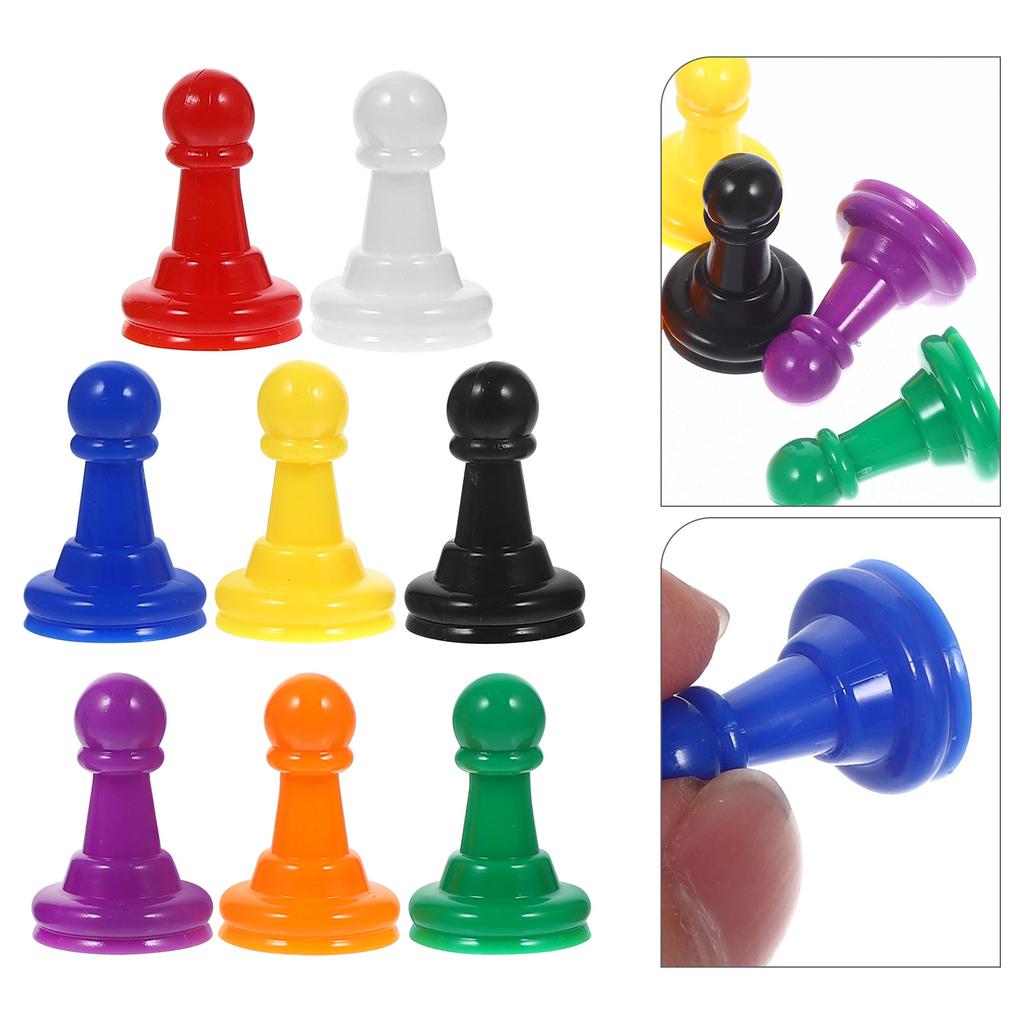 32Pcs Plastic Chess Pieces Multicolor Board Game Components Party Game Accessories Colorful Game Pawns Party Supplies