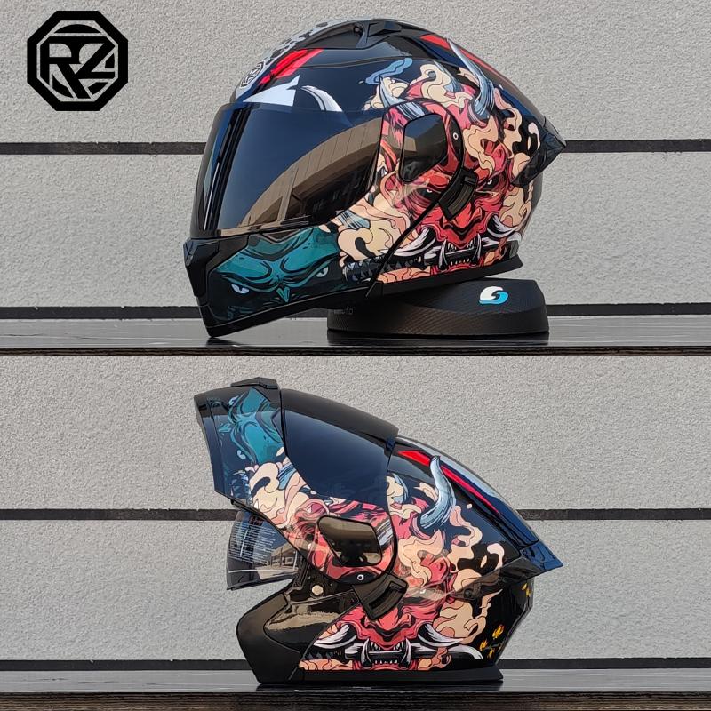 ORZ Unisex Motorcycle Helmet DOT Certification Double Lens Cross Section Helmet Safety Modular Flip Helm Helmet With Visor