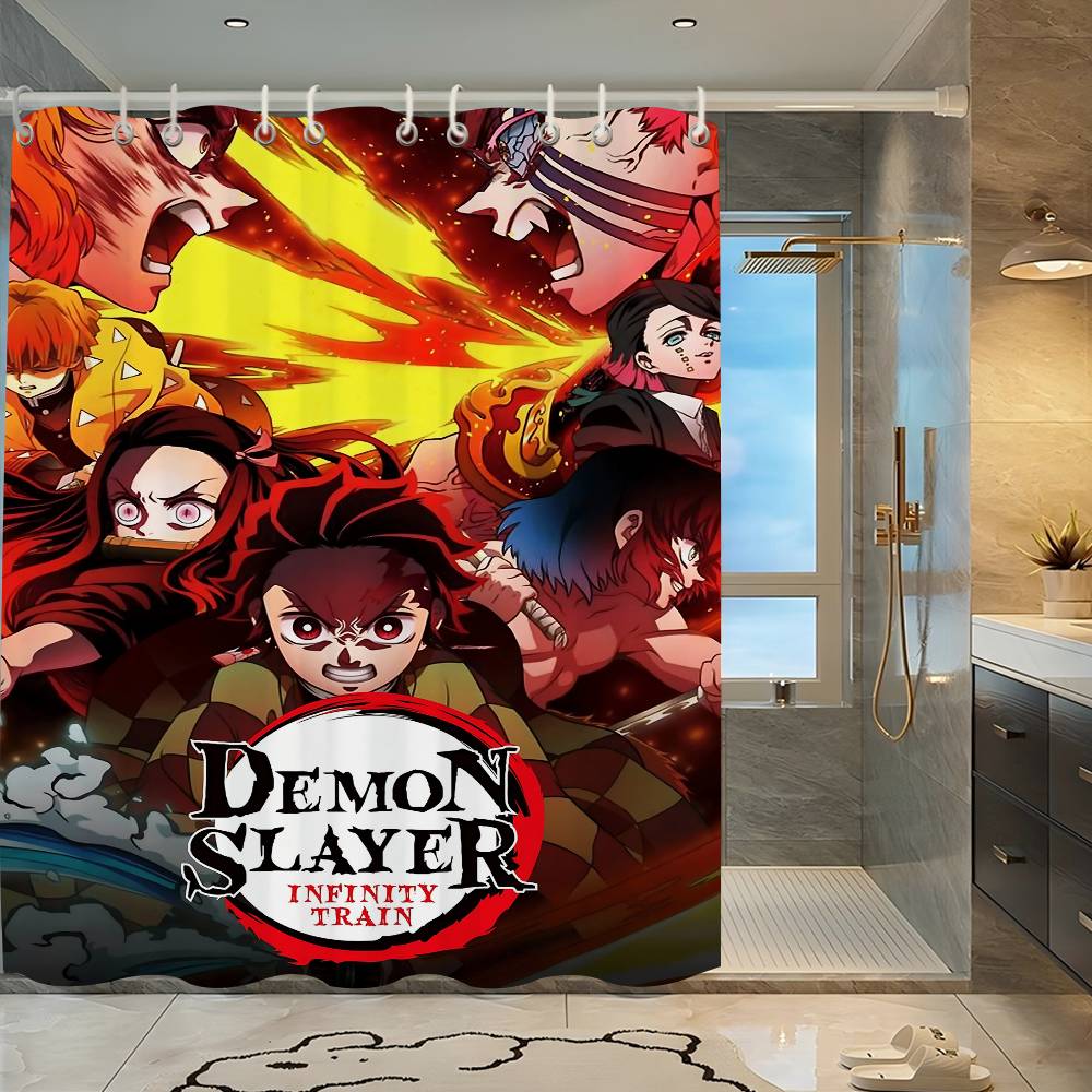 Anime Demon Slayer Shower Curtain - Water-Repellent And Leak-Resistant, Mold And Mildew Resistant For