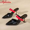 Aphixta Summer Pointed Toe 7cm Special Heel Slides Belt Buckle Woman Shoes Slides Sandals Classic Shoes Size 35-43