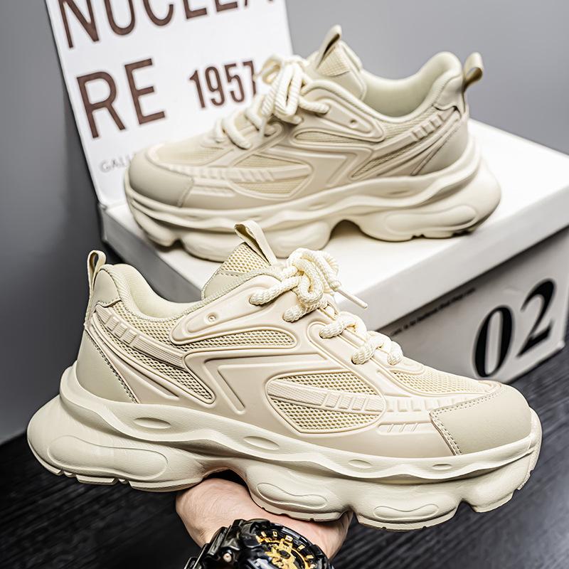 Men's shoes 2025 new student dad trendy shoes spring breathable and heightened casual thick-soled cold sticky sports shoes