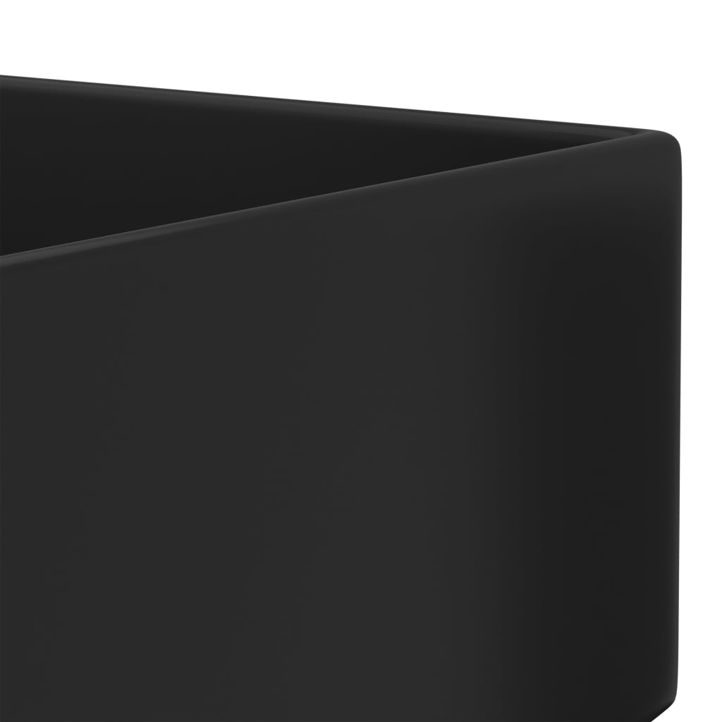 Bathroom Wash Basin with Overflow Matte Black Ceramic